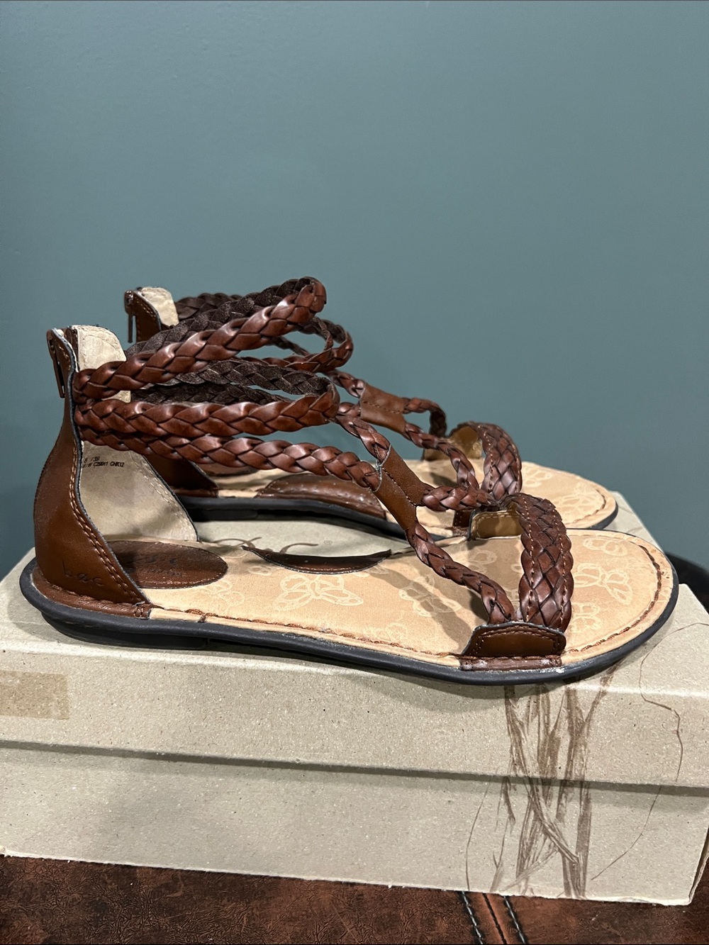 boc Light Brown Saddle Braided Ankle Strap Sandals - Picture 3 of 4